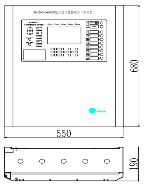 JB-TB-SL-M6000壁掛式火災(zāi)報警控制器外形尺寸圖